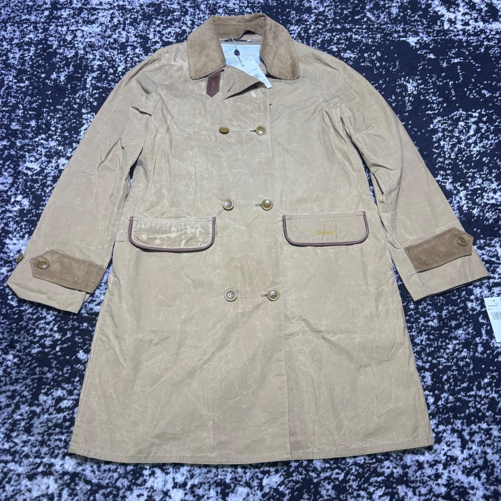 Barbour Icons Re-Engineered Haydon Waxed Trench Coat Sand Size 8 LSP0023KH51
